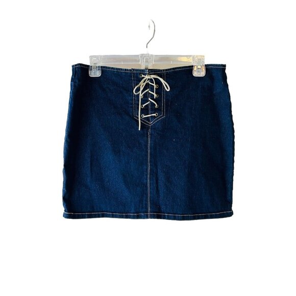 lei Dresses & Skirts - Vintage Y2K L.E.I Lace Up Mini Denim Jean Skirt Hip Hop